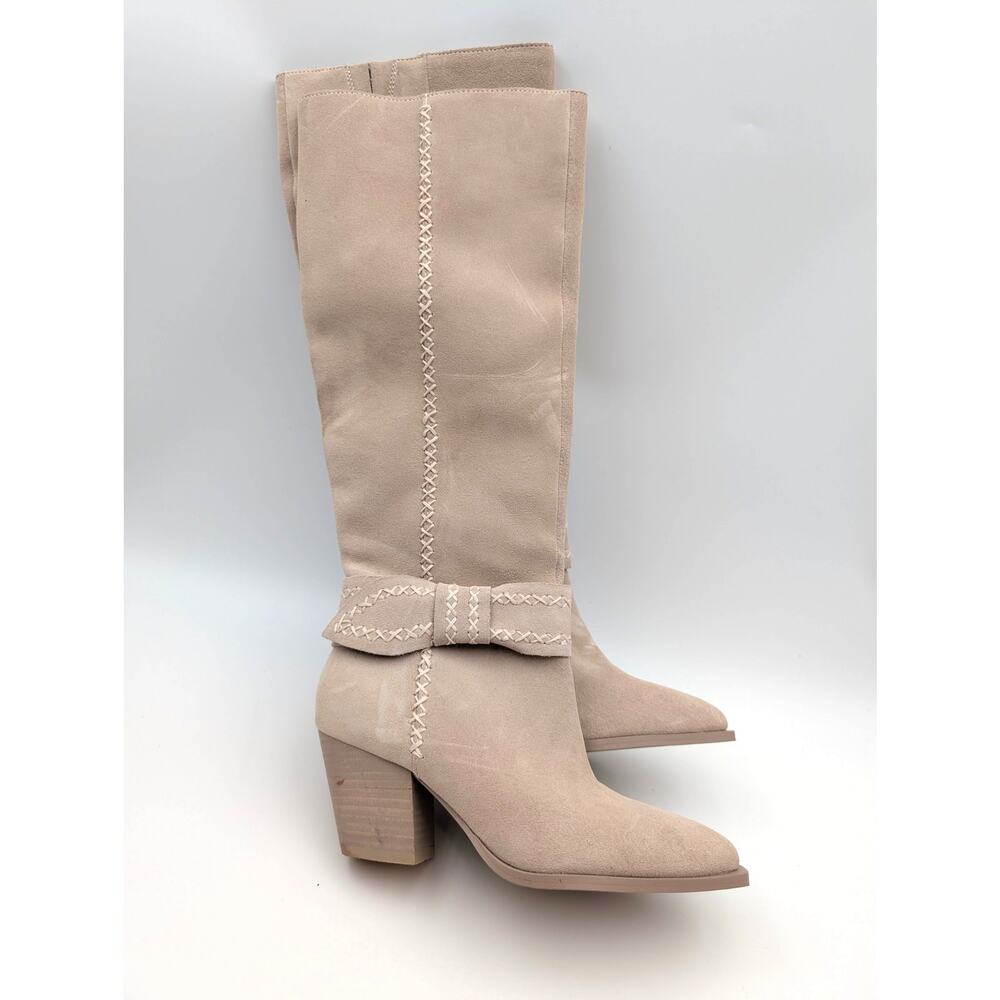 Lucky Brand Risvin Bow Whipstich Tall Knee High Heel Boots Size US5.5M EU36 - Picture 3 of 9